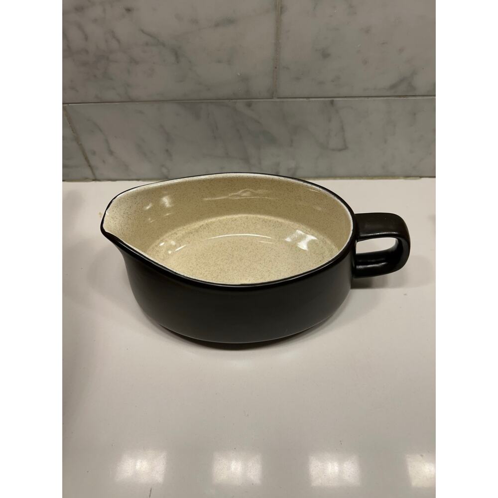 Vintage Mikasa Terra stone Brown Vanilla E1955 Ceramic Gravy Boat Dish